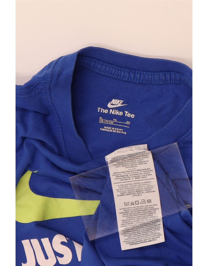 Chłopięcy T-shirt z grafiką NIKE, 13-14 lat, XL, niebieska, bawełniana
