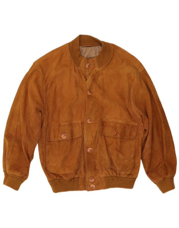 Męska zamszowa kurtka bomberka VINTAGE UK 38 w kolorze średniej beżowej skóry