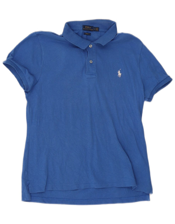 Koszulka Polo Ralph Lauren damska Skinny Fit UK 14, duża niebieska bawełna
