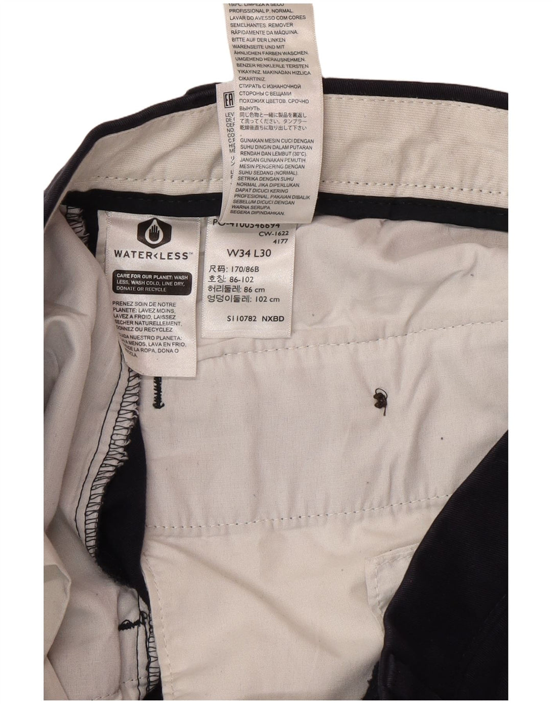 Męskie spodnie chino DOCKERS o klasycznym kroju W34 L30 Granatowa, bawełniana klasyczna