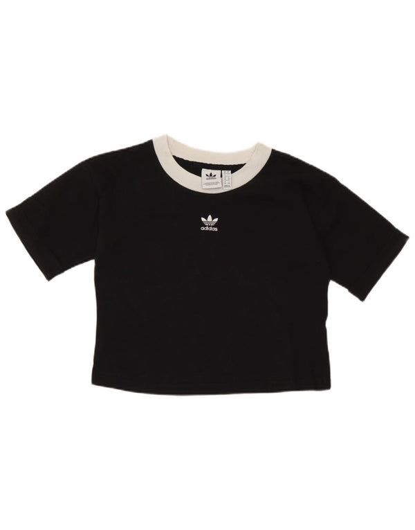 Damska koszulka Adidas Crop Top UK 8 Small Black Colorblock