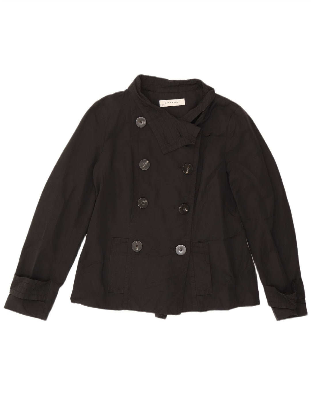 Krótki płaszcz damski Zara UK 18 XL, czarny, bawełniany