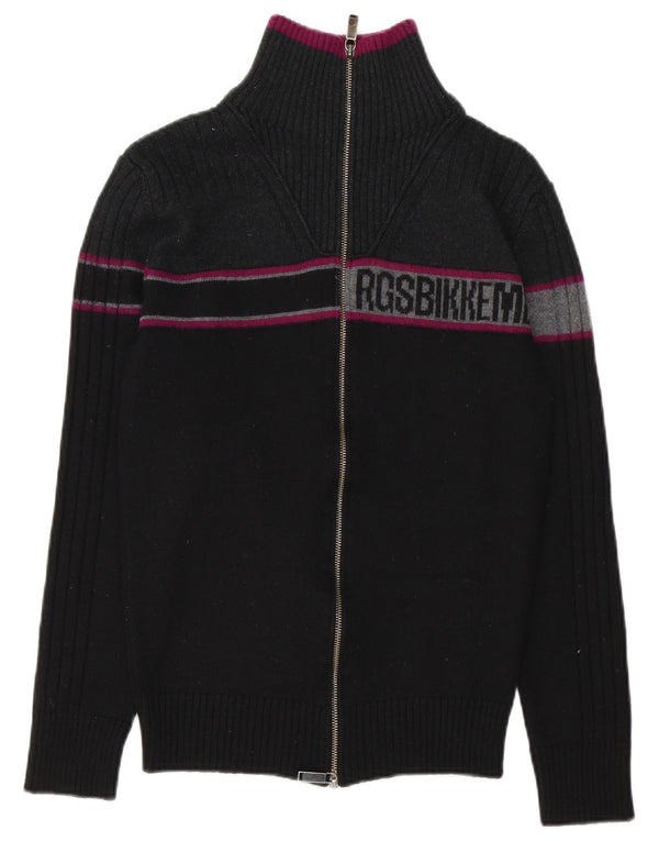 Damski sweter rozpinany z grafiką Bikkembergs UK 14, średni czarny, blok kolorów