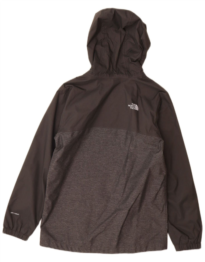 Chłopięca kurtka przeciwdeszczowa z kapturem The North Face 9-10 lat, średnioszara, w blokach kolorystycznych
