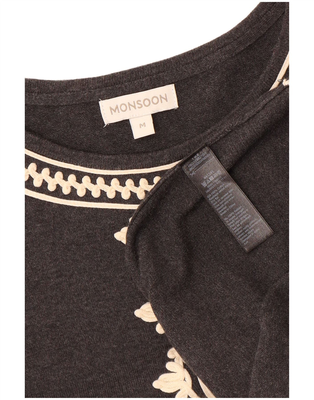 Damska sukienka sweterkowa MONSOON z rękawem 3/4 UK 12, średnia szara bawełna