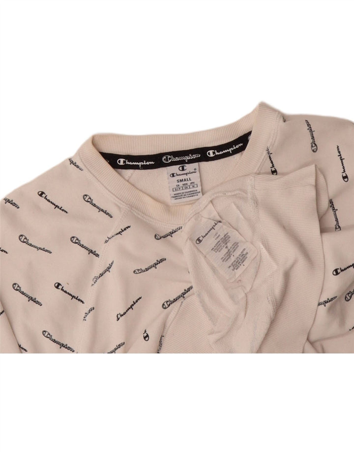 CHAMPION Mens Graphic Sweatshirt Jumper Small White Cotton Vintage Champion and Second-Hand Champion from Messina Hembry 