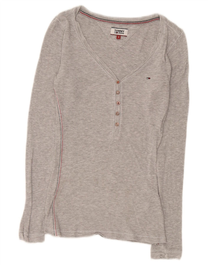 Damski top z długim rękawem Tommy Hilfiger UK 8 Small, szara wiskoza