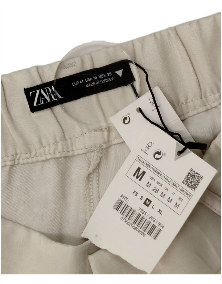 Damskie szorty Chino Zara, średnie W28 w kolorze złamanej bieli, wiskoza