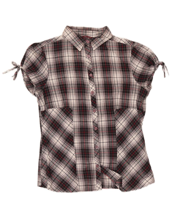 Damska bluzka koszulowa z krótkim rękawem Carrera UK 14 Średnia szara bawełniana kratka