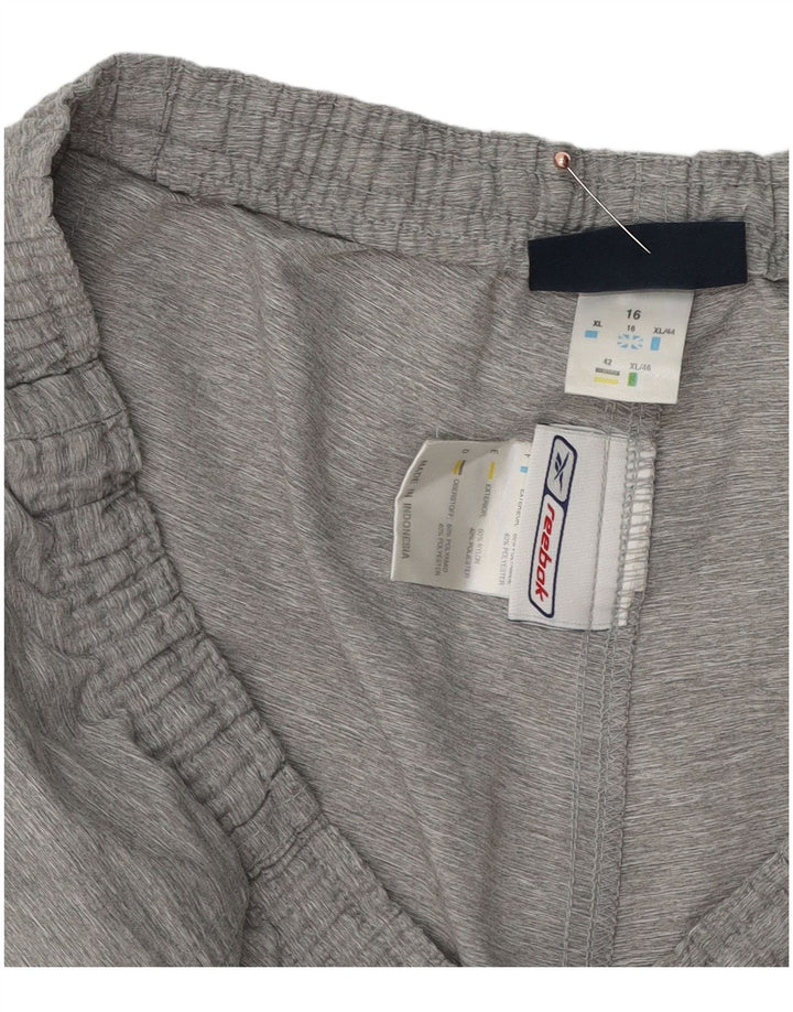 REEBOK Womens Sport Shorts UK 16 Large Grey Flecked Polyamide