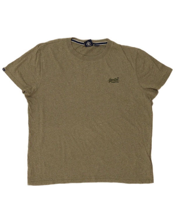 T-shirt męski Superdry, bawełniany top 2XL w kolorze khaki