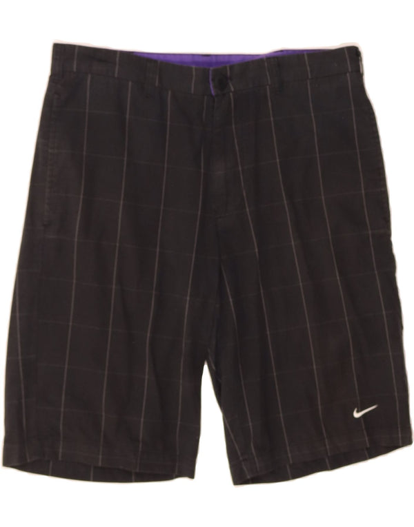 NIKE Mens Chino Shorts Medium W30 Black Check Cotton