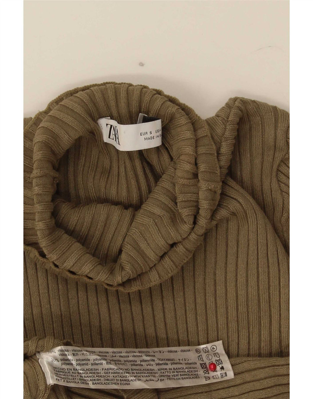 Damski krótki top Zara UK 8 Small Khaki, wiskoza