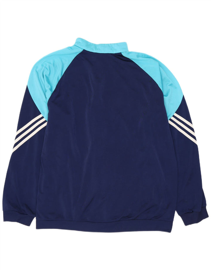 Pełny dres ADIDAS męski XL, granatowy, poliester z blokami kolorów