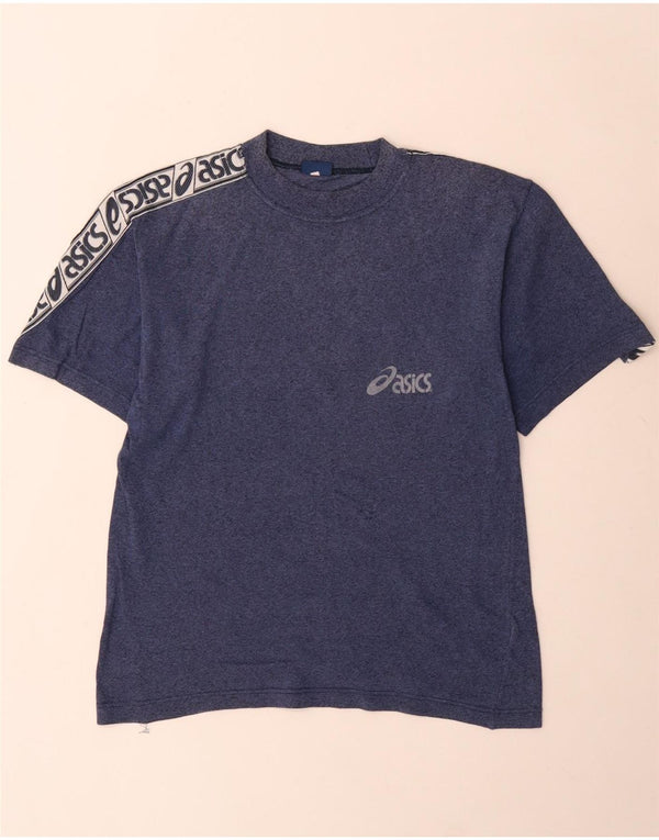 Męska koszulka z grafiką Asics Top XS Granatowa bawełna z blokami kolorów