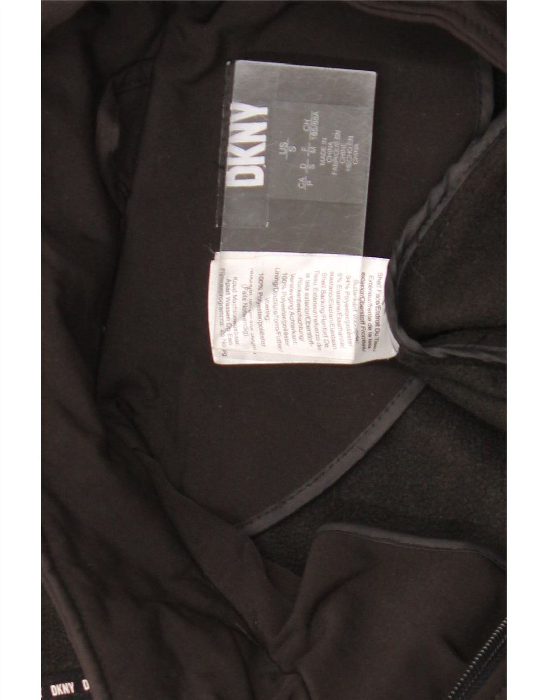 Damski trencz z kapturem Dkny UK 10, mały, czarny poliester