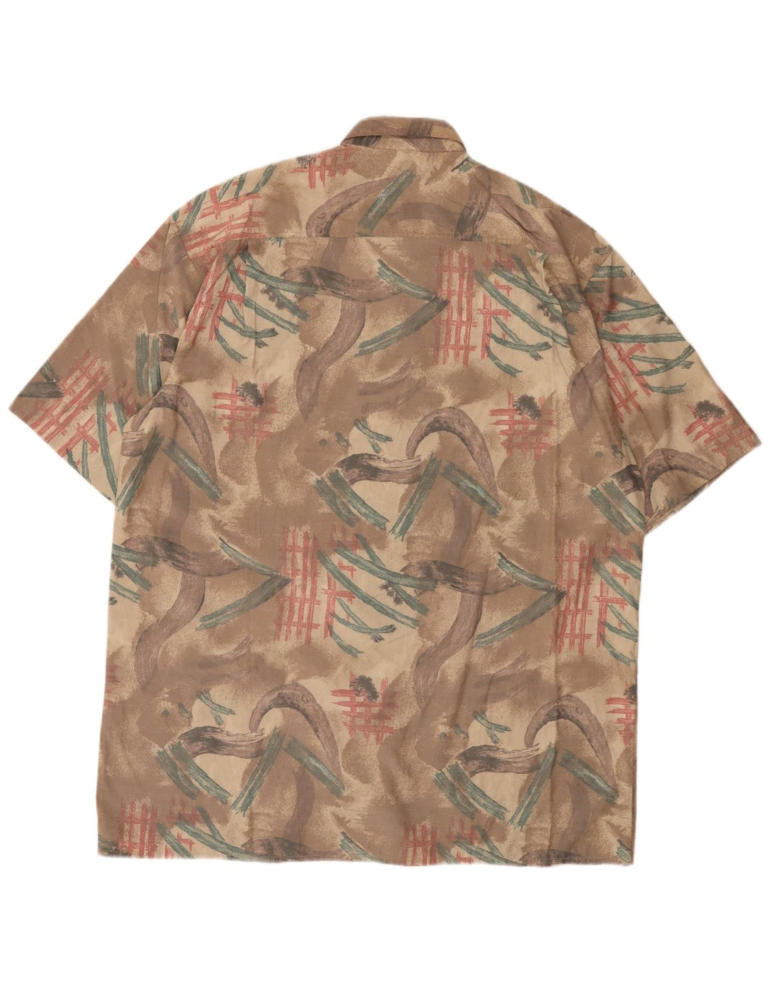 Nowa, szybka męska koszula z krótkim rękawem w abstrakcyjny wzór, rozmiar 43/44 XL, brązowa