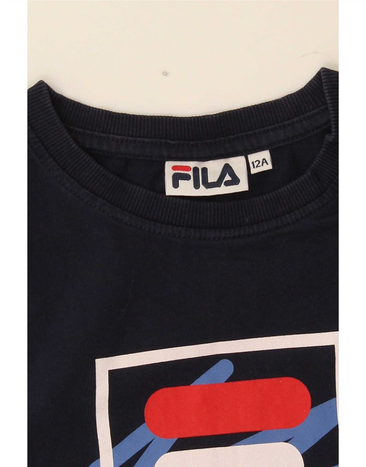 Chłopięcy T-shirt z grafiką Fila 11-12 lat, granatowy