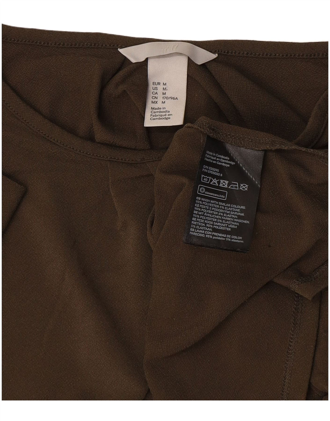 Bluzka damska H&M Top UK 14, średni khaki, poliester