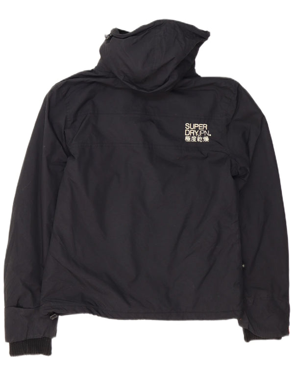 Damska wiatrówka z kapturem Superdry Graphic UK 16, duża, czarna nylonowa