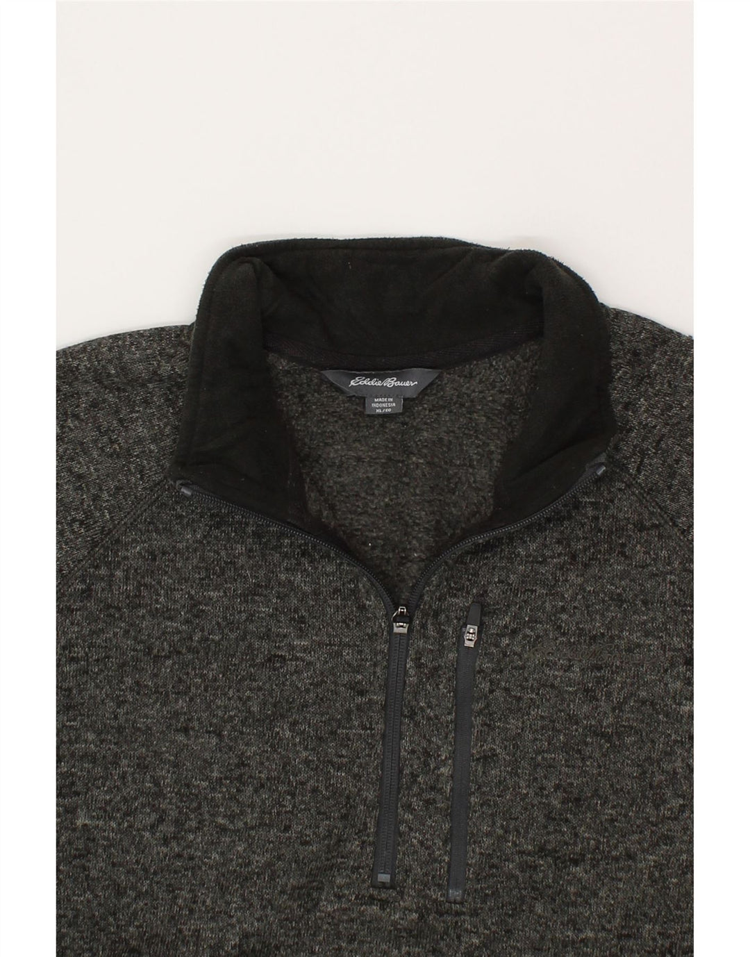 EDDIE BAUER Mens Zip Neck Sweatshirt Jumper XL Grey Polyester Vintage Eddie Bauer and Second-Hand Eddie Bauer from Messina Hembry 