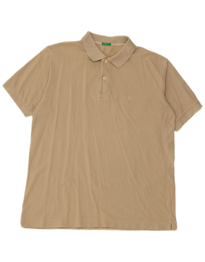 Męska koszulka polo Benetton, duża, bawełniana khaki