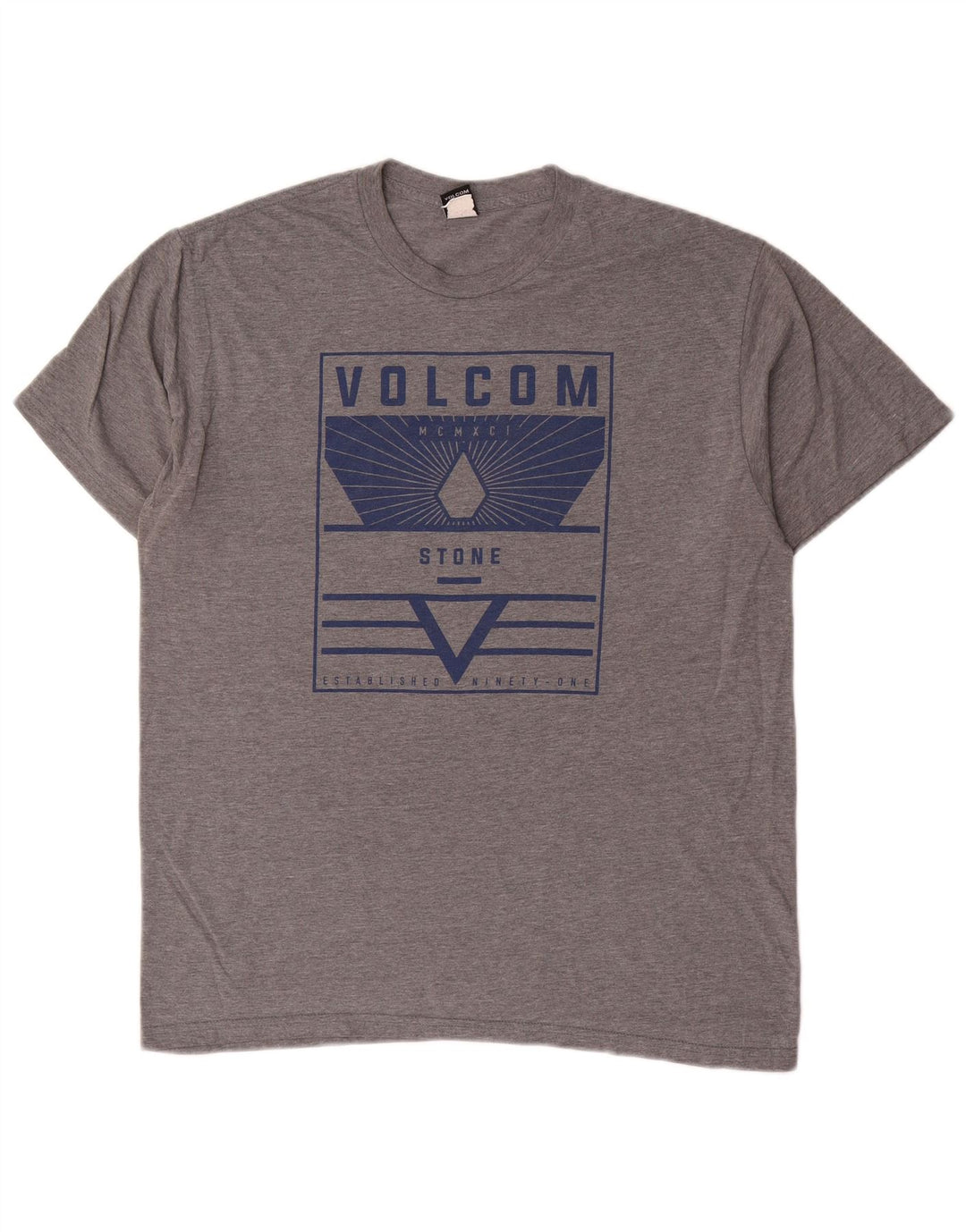 Męski T-shirt z grafiką Volcom, duży, szary, bawełniany
