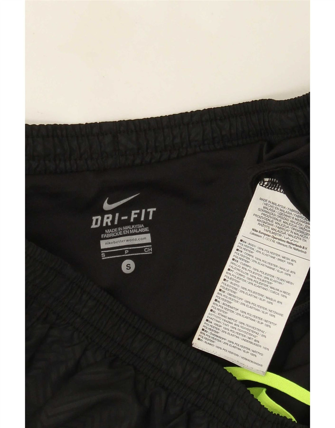 Damskie spodenki sportowe Nike Dri Fit UK 10, małe, czarne, poliestrowe w jodełkę