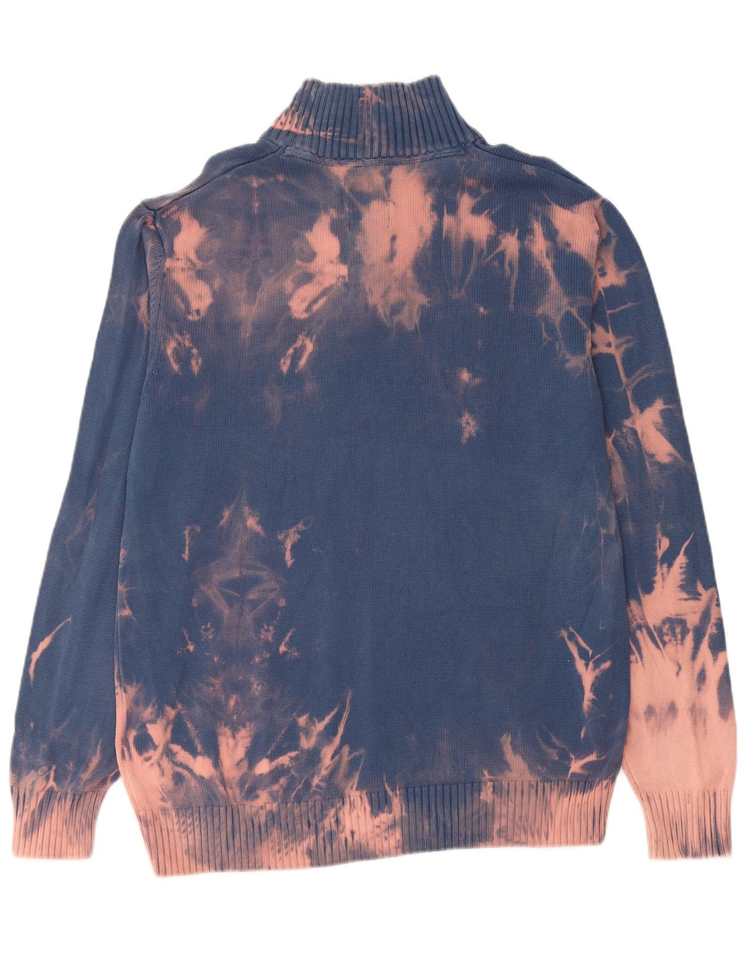 TOM TAILOR Męski sweter z zamkiem błyskawicznym XL Niebieski Tie Dye, bawełniany