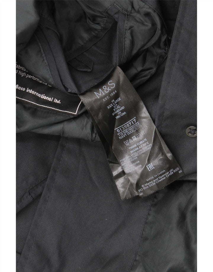 Marks & Spencer Męski płaszcz przeciwdeszczowy z kapturem UK 46 3XL Granatowy poliester