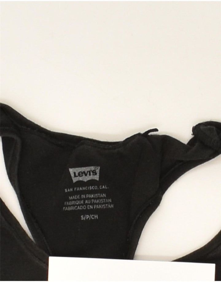 LEVI'S Womens Sport Bra Top UK 10 Small Black Cotton | Vintage Levi's | Thrift | Second-Hand Levi's | Used Clothing | Messina Hembry 