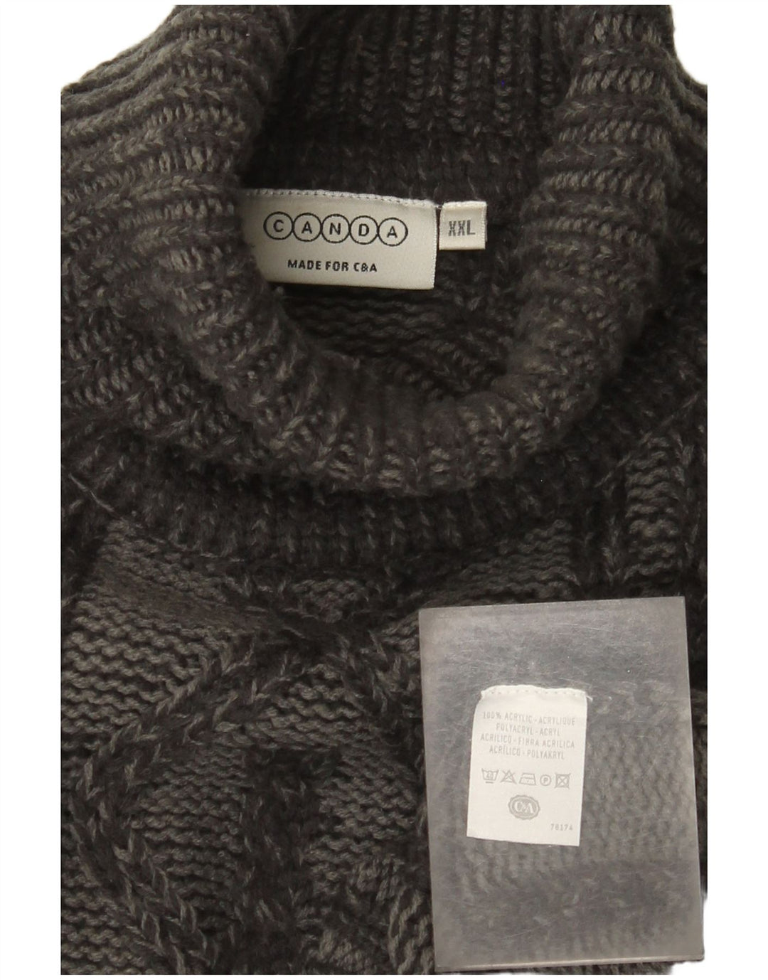 Canda Męski sweter z wywijanym dekoltem 2XL Szary Argyle/Diamentowy Akryl