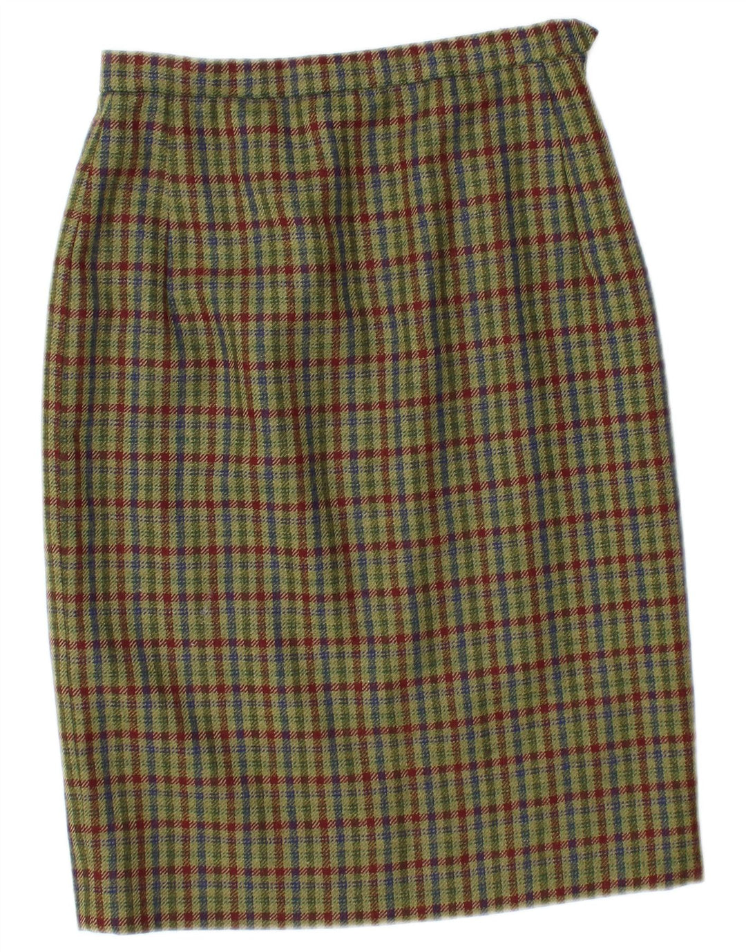 Vintage damski komplet spódnic zapinanych na 2 guziki, UK 12 Medium W26 Khaki Check