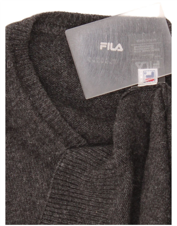 Męski sweter Fila z dekoltem w kształcie litery V, XL, czarna wełna