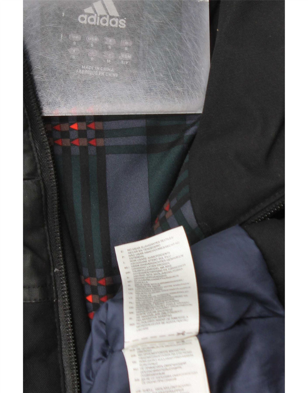 Męska kurtka wiatrówka Adidas UK 36 Mały czarny nylon z blokami kolorów