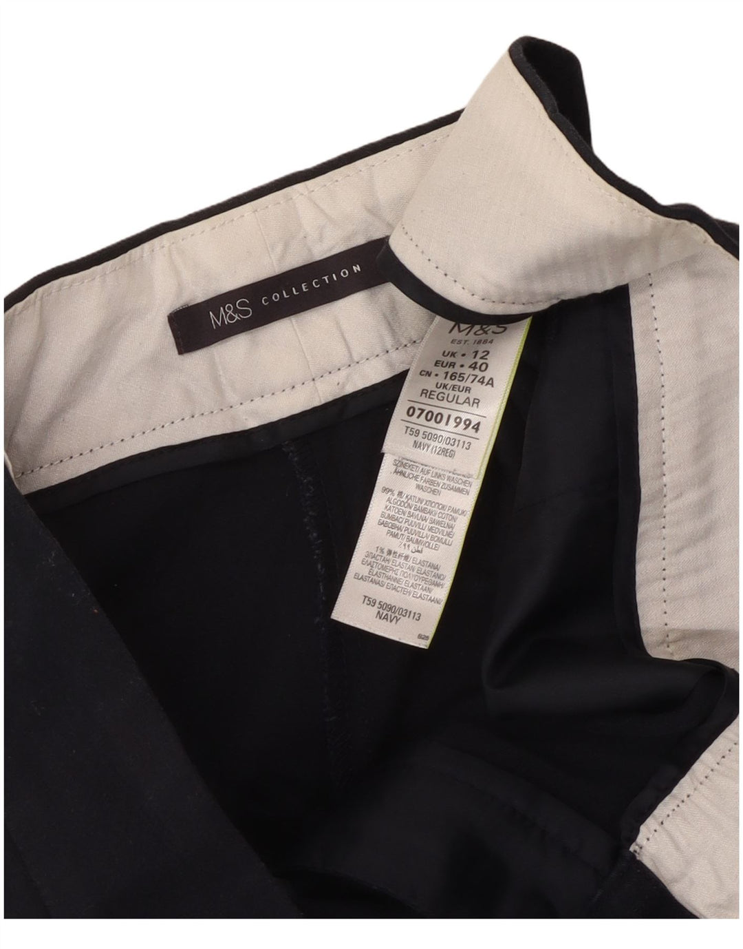 Spodnie damskie Capri Marks & Spencer UK 12 Medium W34 L22 Granatowe