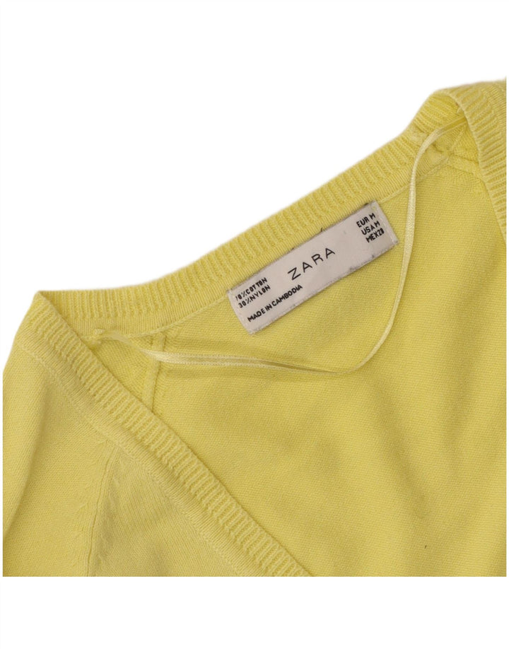 Sweter damski Zara Cardigan UK 12 Średni żółty bawełniany