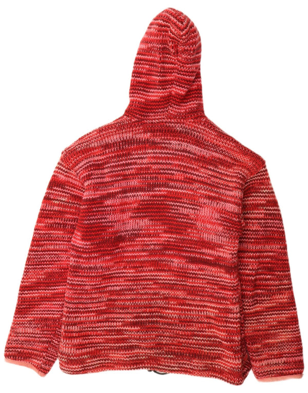 Damski sweter rozpinany z kapturem w stylu VINTAGE UK 16, duża, wełniana w czerwone plamki