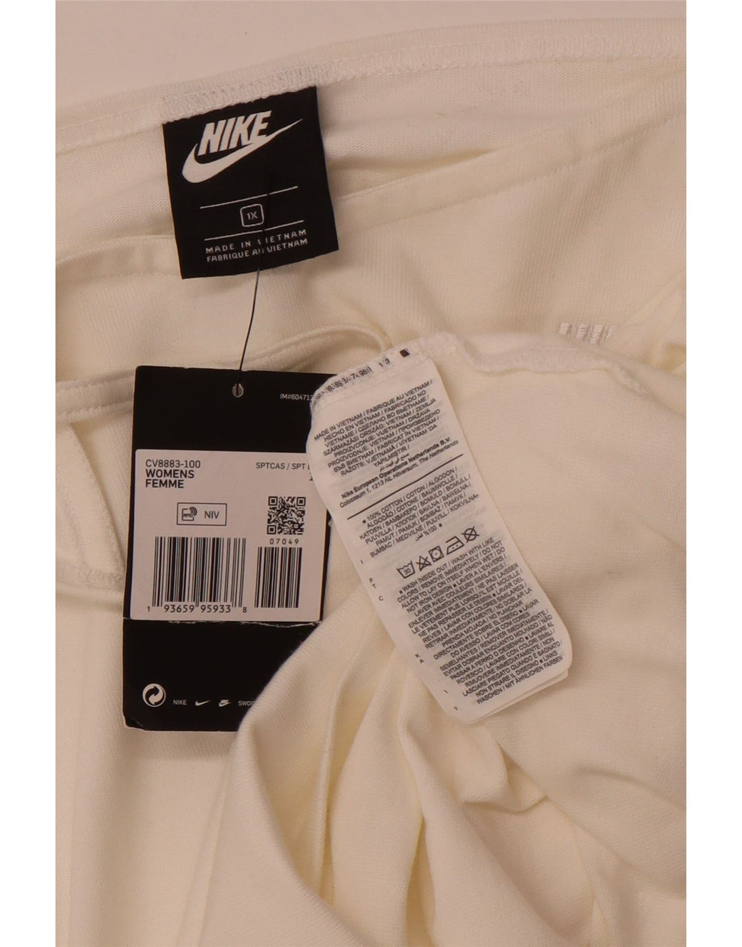 Damski top NIKE na ramiączkach, UK 18 XL, bawełna w kolorze złamanej bieli