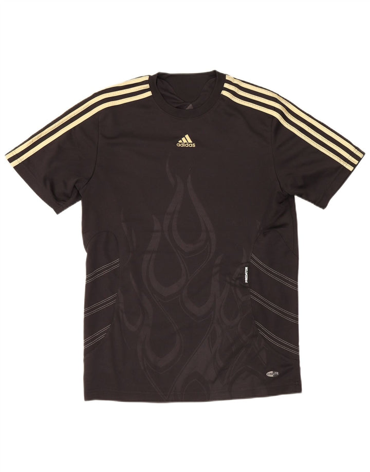 Męska koszulka Adidas z abstrakcyjnym wzorem, mała, czarna, poliestrowa