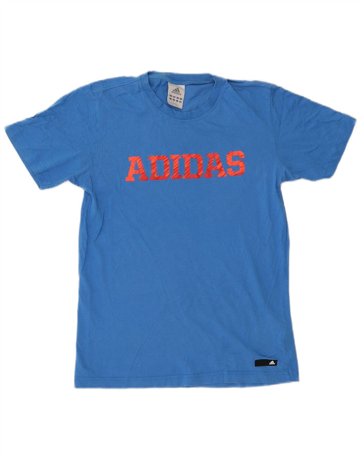 Męska koszulka z grafiką Adidas, mała, niebieska, bawełniana