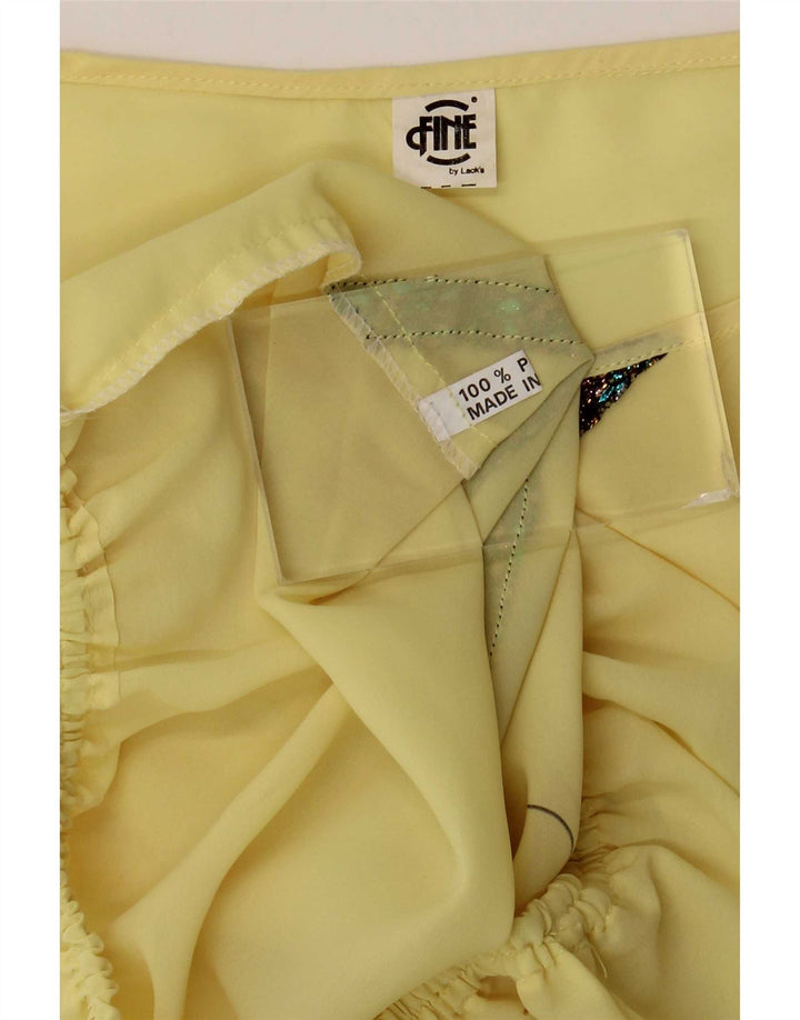 Damska bluzka w stylu vintage, krótka bluzka UK 14, średni żółty kwiatowy poliester