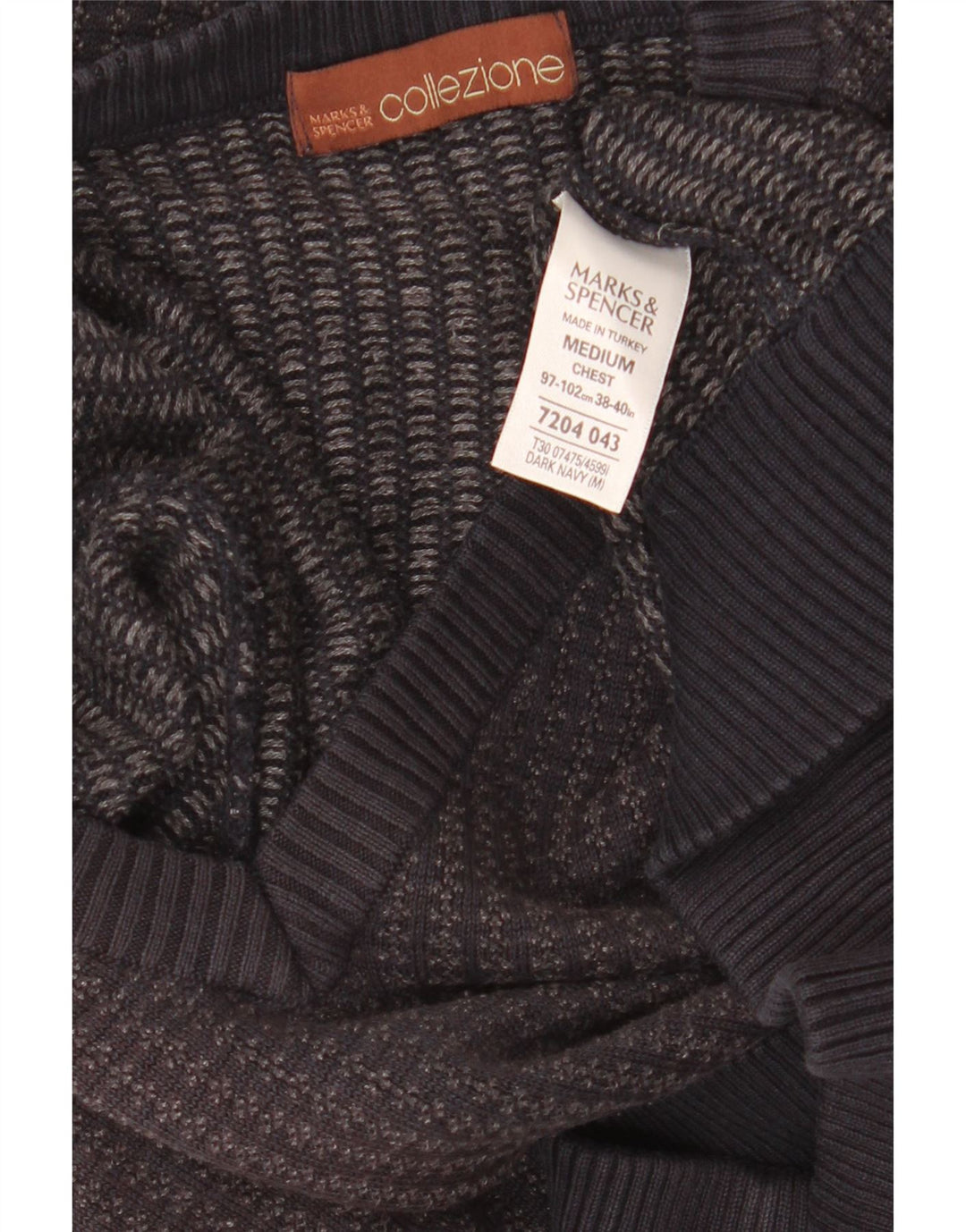 Marks & Spencer Męski sweter z dekoltem w kształcie litery V, średni granatowy akryl