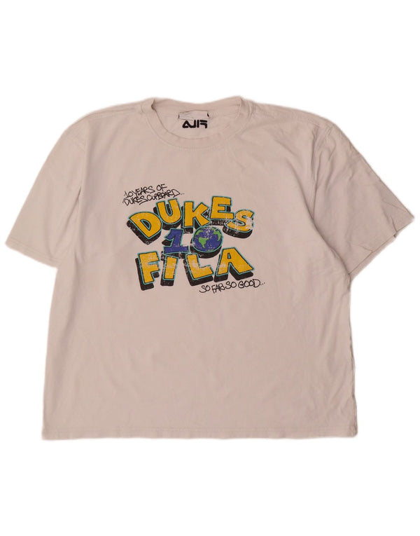 Męski T-shirt Fila Duke z grafiką, duży, biały, bawełniany