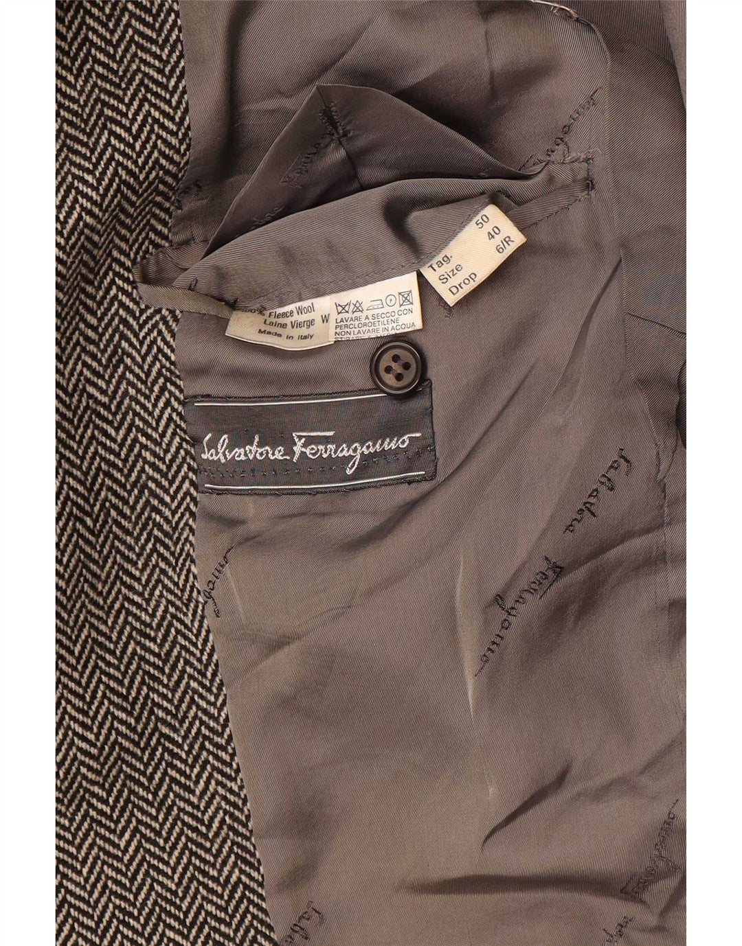 Męska marynarka Salvatore Ferragamo UK 40, duża, szara jodełka