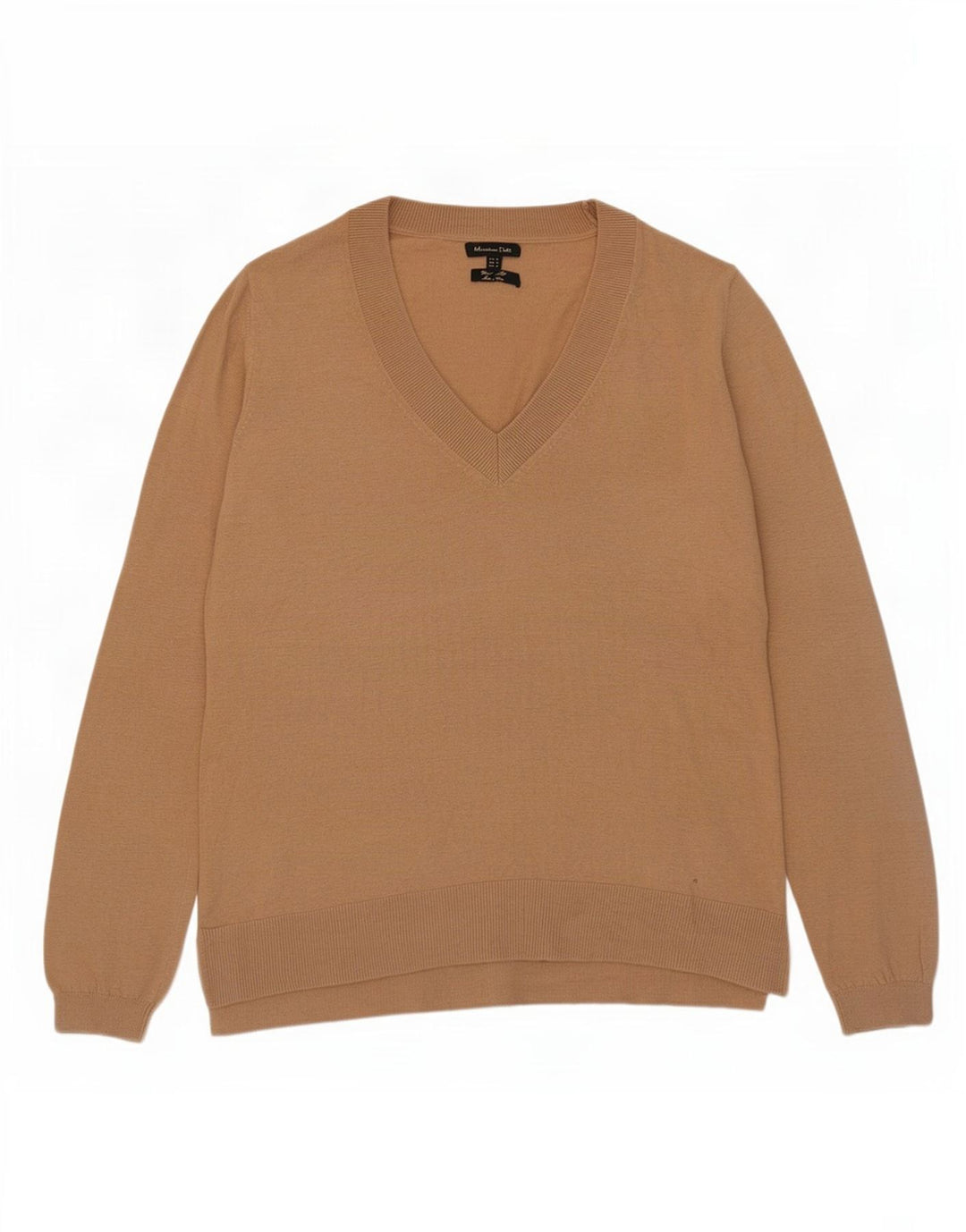 Sweter damski Massimo Dutti z dekoltem w kształcie litery V, UK 12, średni beż, wełna