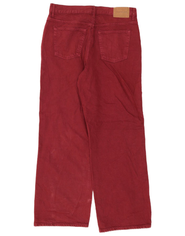 Damskie luźne dżinsy z wysokim stanem Topshop UK 12 Medium W30 L32 Burgundowa bawełna