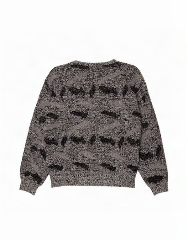 Vintage damski sweter z abstrakcyjnym wzorem i dekoltem w łódkę UK 20 2XL czarny