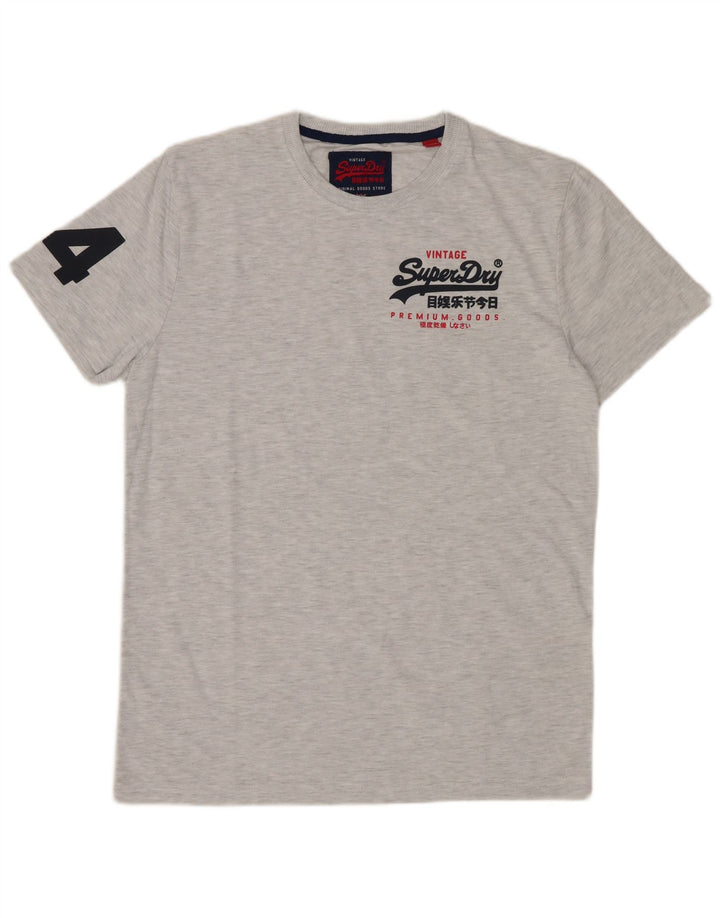Męski T-shirt SUPERDRY z grafiką, średnioszary, bawełniany w cętki