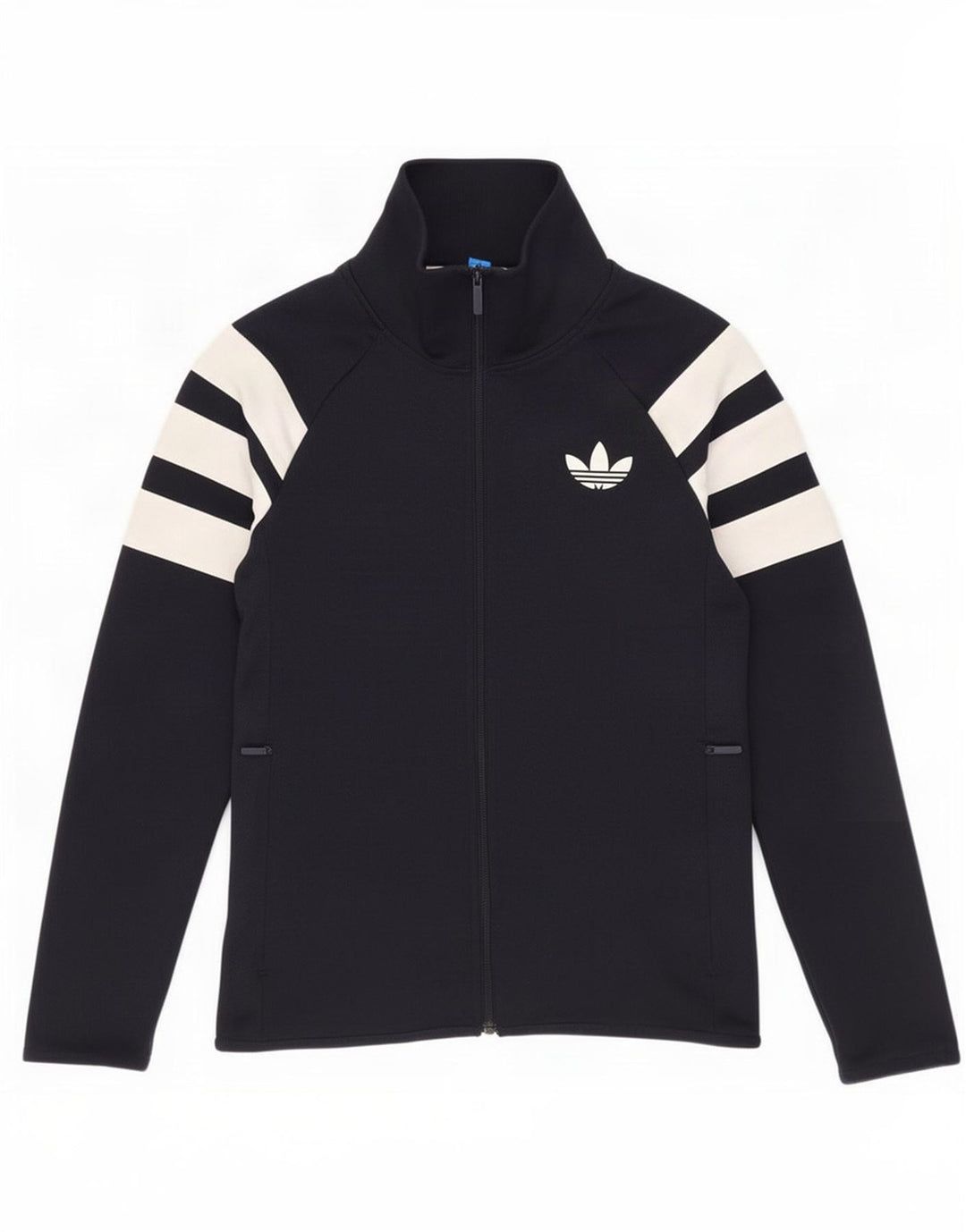 Adidas Męska bluza dresowa, mała, granatowa, z blokami kolorów, poliestrowa